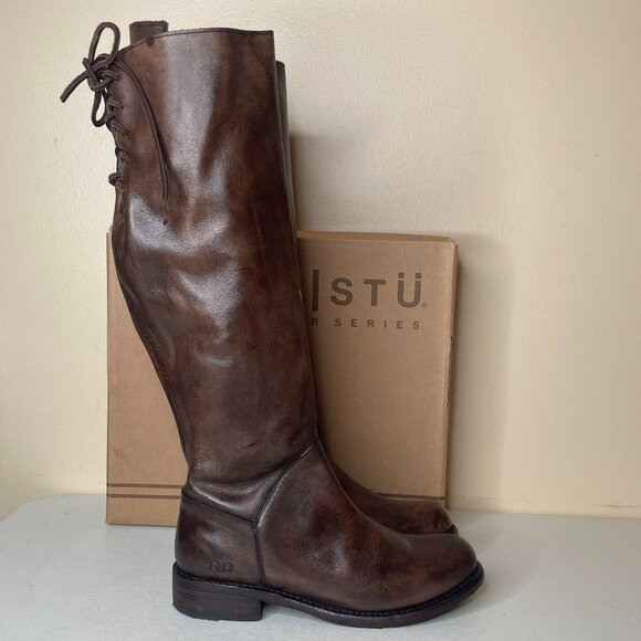 BED STU Manchester Distressed Brown Leather Tall Riding Boots BEDSTU Size 8.5 - Picture 3 of 16